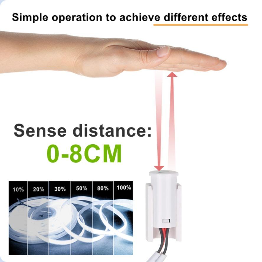 3.7~24V 100-0% Infinite Dimming Hand Sweep Motion Sensor Switch 12V 24V Home Lighting Accessory Light Strip Bulb Control Dimming