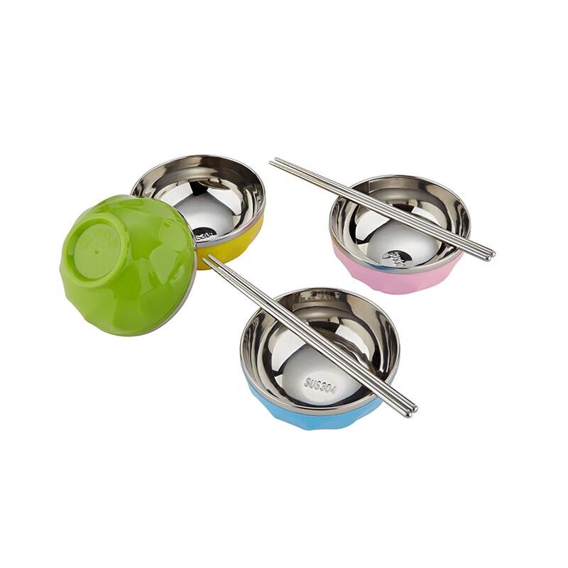 RSFH Stainless Steel Colorful Bowl & Chopsticks Set