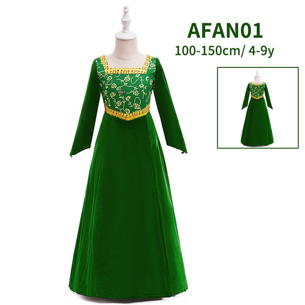 Vestito Cosplay Verde Principessa Fiona di Shrek per Bambini