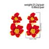 IngeSight.Z Exquisite Romantic Red White Drop Oil Flower Stud Earrings for Women Creative Trendy Metal Piercing Earrings Jewelry