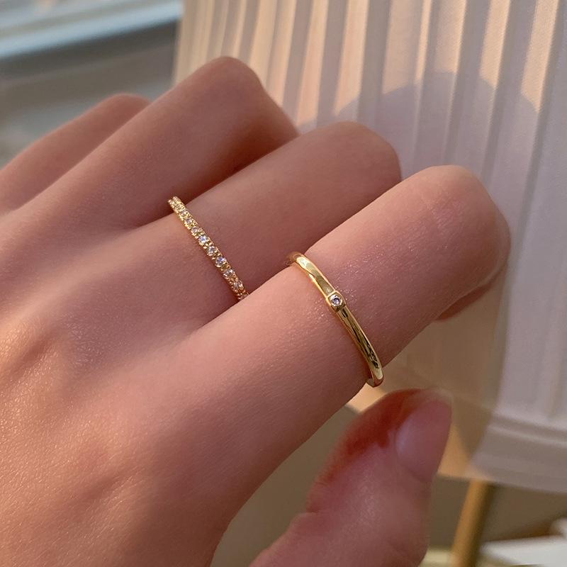 Gold-Tone Zirconia Pave Open Band Ring Set for Women