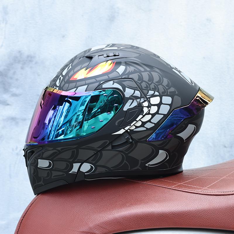 ORZ-Motorcycle Helmet, Men's and Women's Flip Face Helmet, Dual Mirror Motorcycle Helmet, Fully Covered All Season