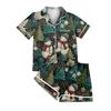 Dammode Lös Casual Topp Shorts Tvådelad Set Jul Tryckt Pyjamas Set