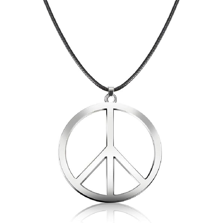Tatuo 1 Piece Metal Peace Sign Pendant 1960s 1970s Hippie Party Accessories Necklace (Rainbow Color) серебряный