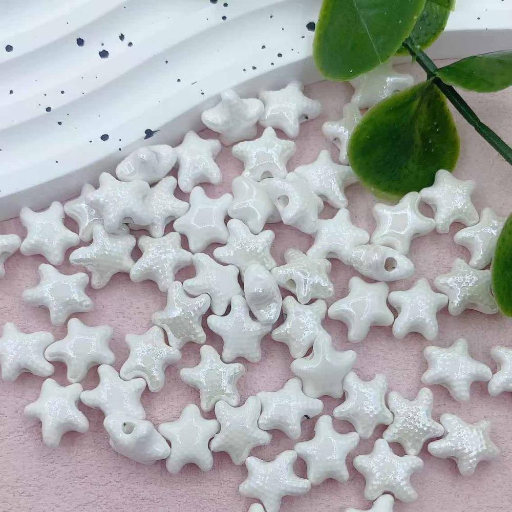 20pcs Ceramic Ceramic Spacer Loose Beads Fresh Color Jewelry Making Material Starfish Bead  Student