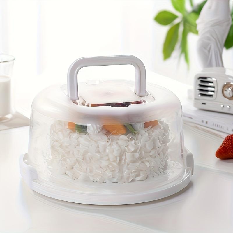 

Round Plastic Cake Storage Box with Lid and Handle - Dessert Container with Flip-Top Seal, Suitable for Kitchen and Dining Room белый