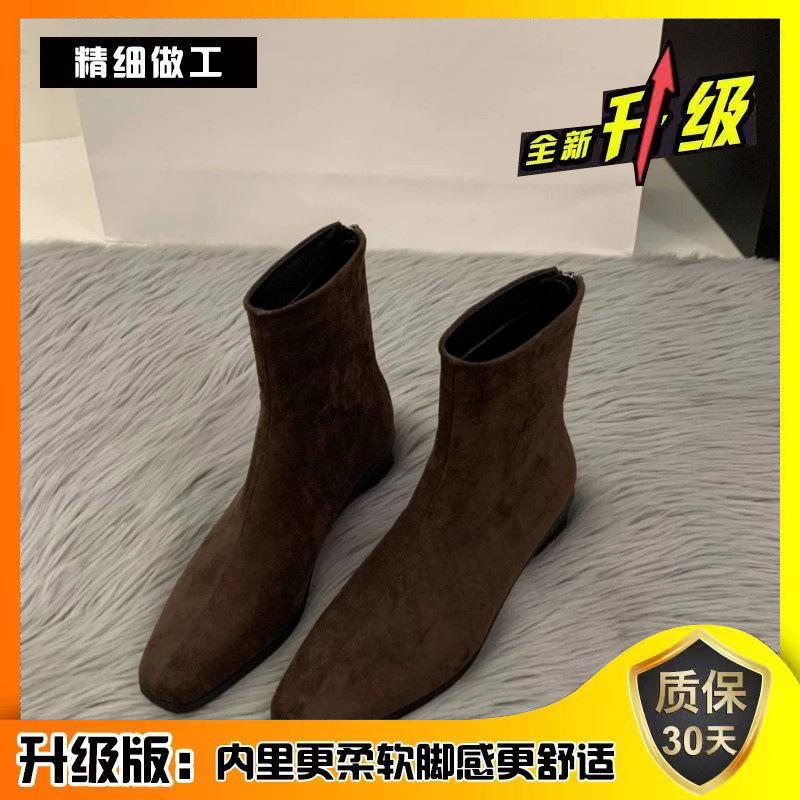 2025 höst och vinter mångsidiga high-end damfranska antika utländska stil små korta stövlar tjock klack tunna stövlar