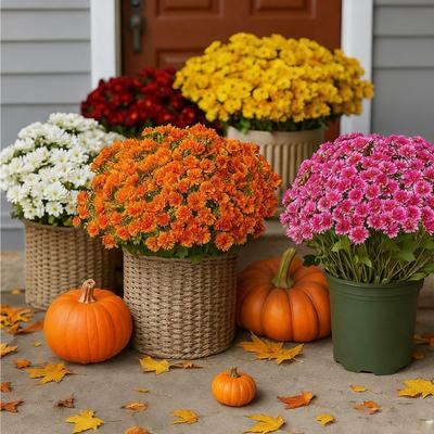 Realistic Appearance: Front Door, Porch, Courtyard, Balcony, Artificial Outdoor, Sunsetting Flowers