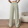 2025 Autumn New Cross border Women's Fashion Loose Striped Drawstring Elastic Waist and Floor Pants from Europe and America