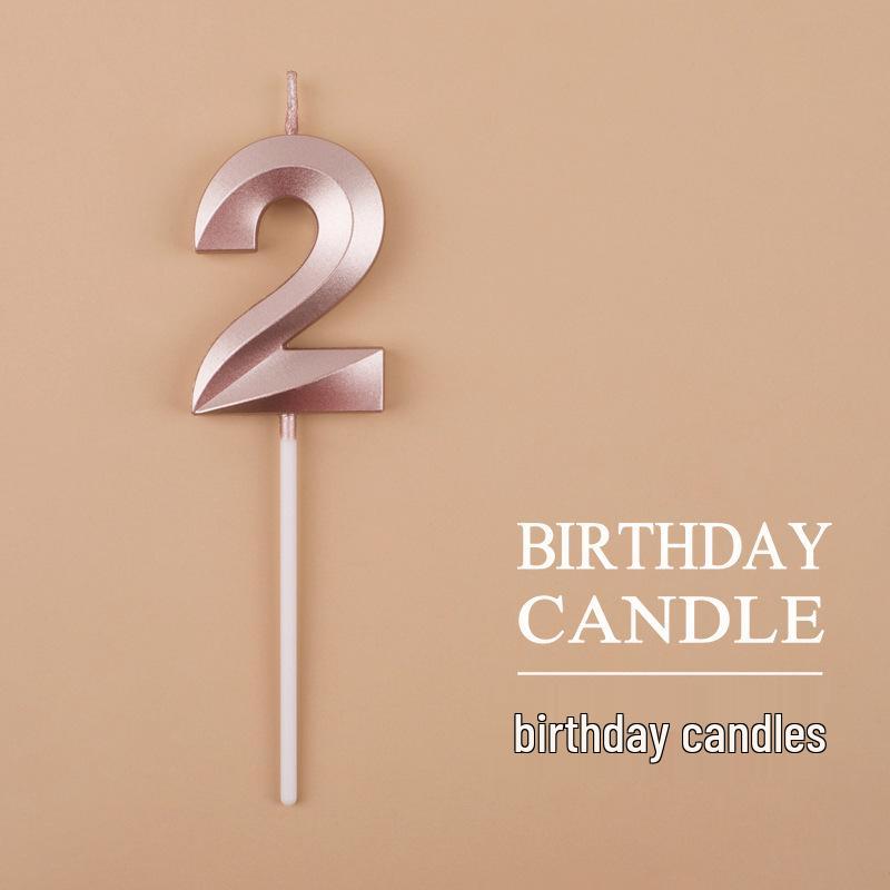 Gold and Silver Number Candles for Birthday Cakes - Pink Exquisite Design