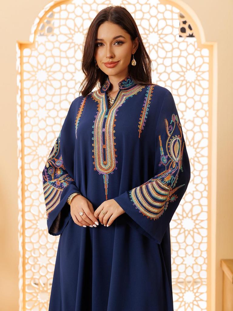 AB420 Middle East Women's Embroidered Cord Muslim Pullover Dress
