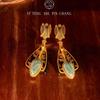 Western Vintage European & American Handmade Enamel Gold-Plated Natural Stone Unique Earrings