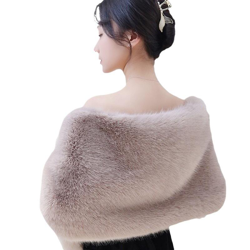 Imitation Fur Shawl Women's Autumn and Winter Imitation Mink Hair Fox Fur Collar Dress Cheongsam Cape Short Coat Tide