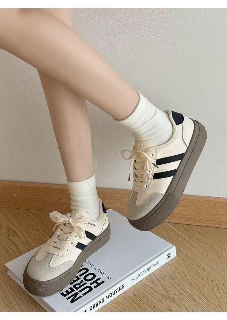 Women's Trendy White Retro Cortez Casual Shoes - Spring/Summer Thick Sole, Height Increasing Sports Board Shoes.