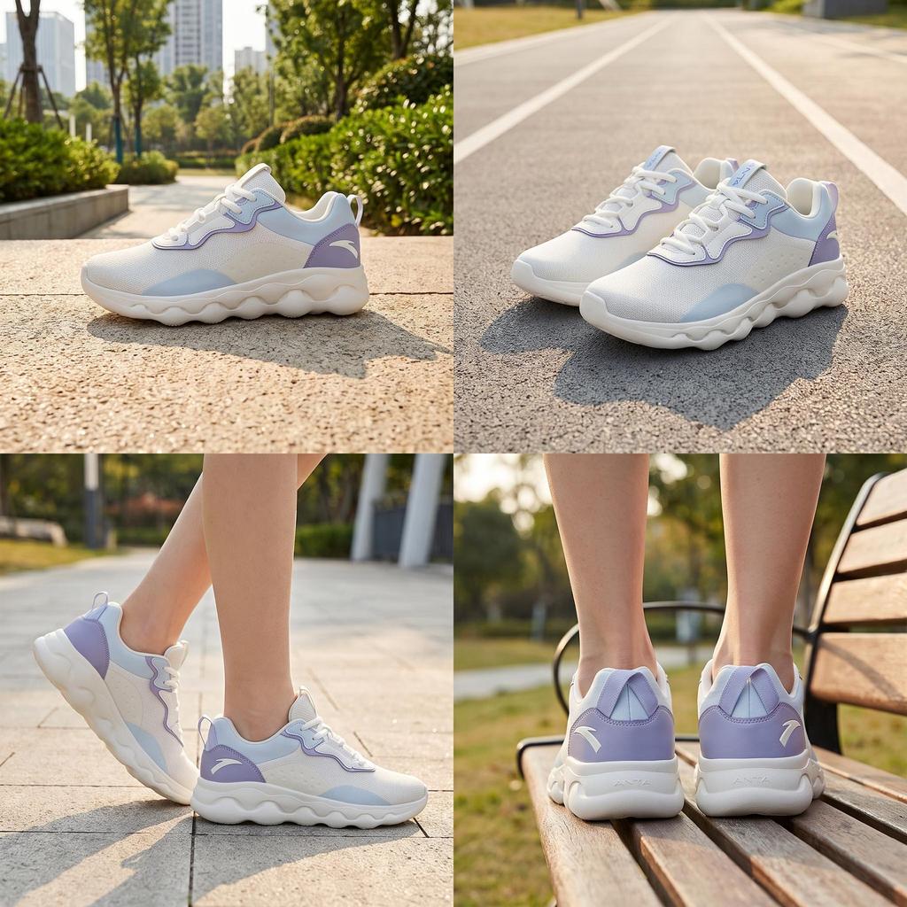 Anta Running Collection Low Top Running Shoes Women's White Purple Blue Mesh 922115535-5