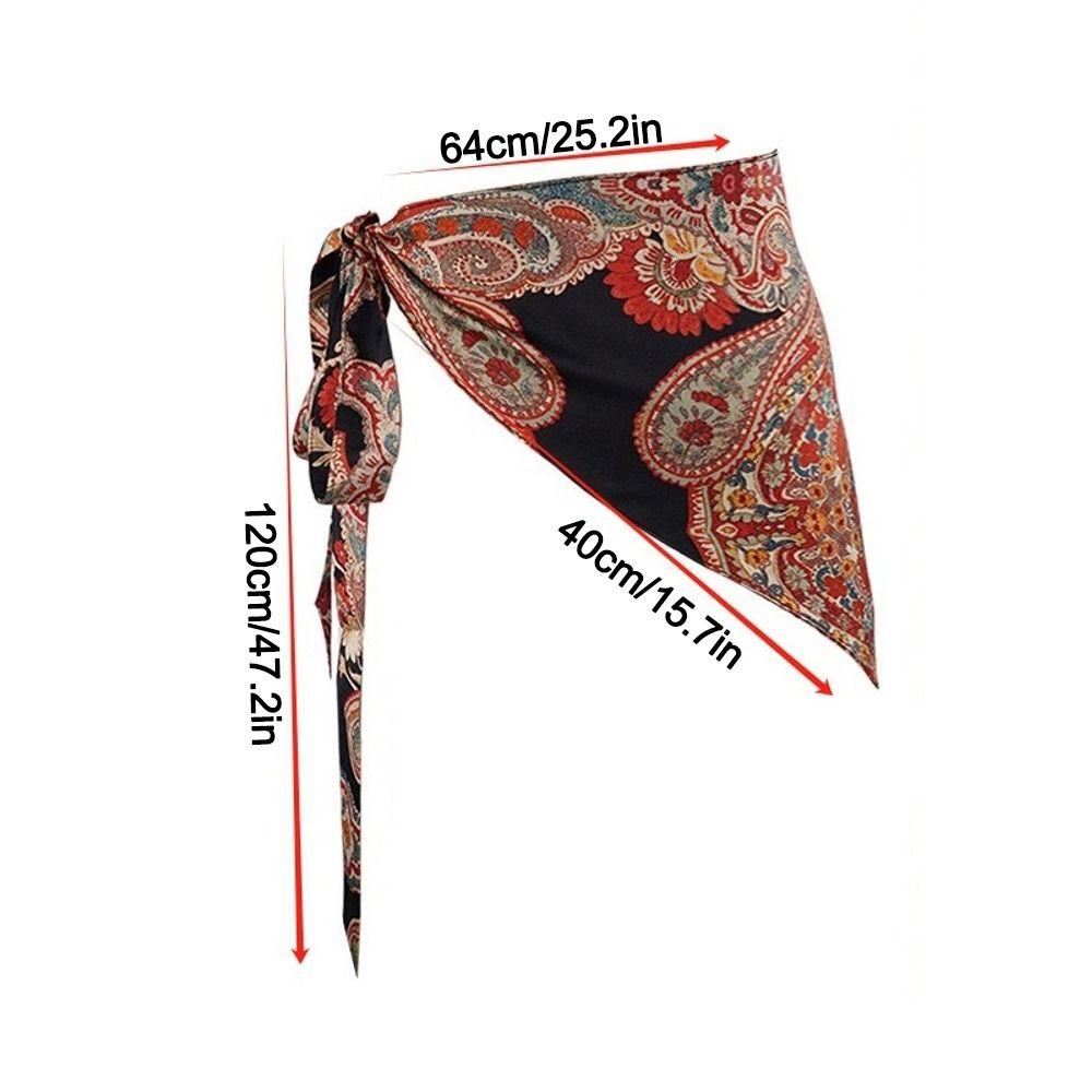Bohemian Floral Triangular Belt Ethnic Decorative Skirt New Hip Scarf  Casual Wear