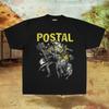 Czarna koszulka z grą wideo z postacią Postal Dude i bronią, koszulka z okrągłym dekoltem, koszulka z zabawną grafiką akcji Postal Dude, koszulka oversize, odzież