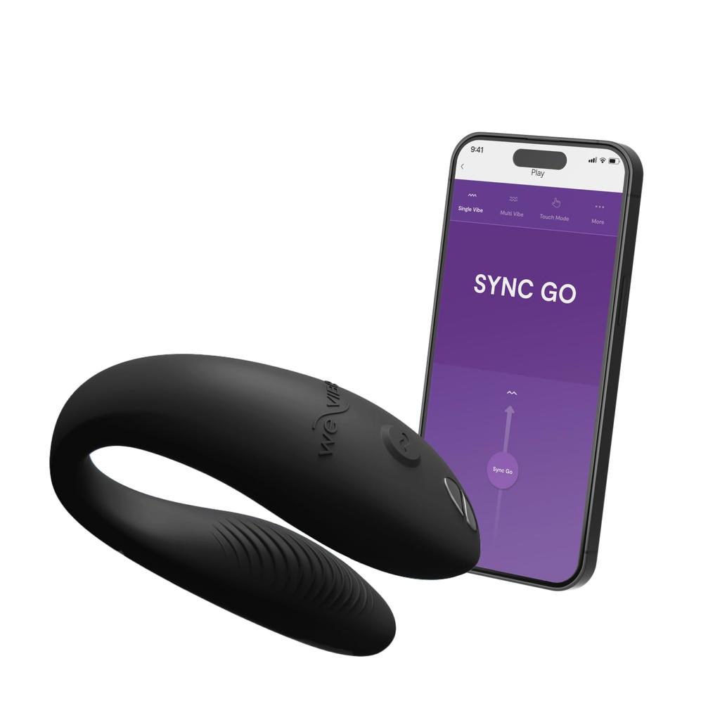 Sync Go Couples Vibrator Travel Edition Vibrator Wearable Vibrating Couple Toy Vibration Sharing Rechargeable Travel Case Black We-Vibe - C-Shaped - -