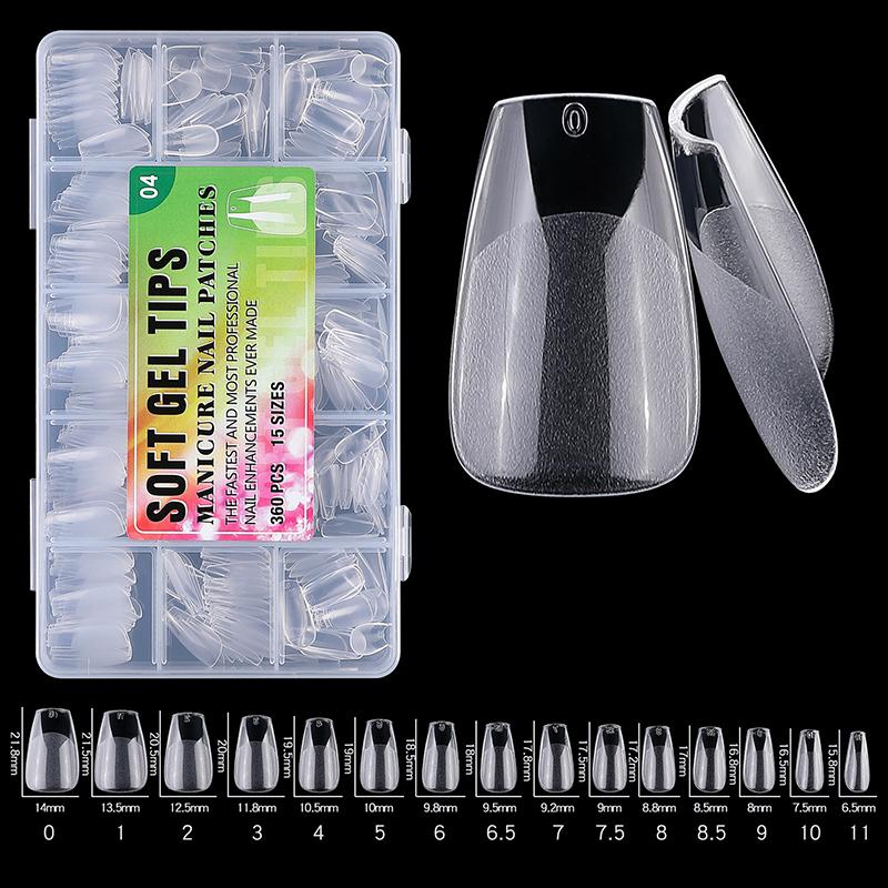 360Pcs/Box Fake Nails Transparent Frosted French Almond Acrylic Water Drop False Nail Tips For Extension Tip Manicure Tool