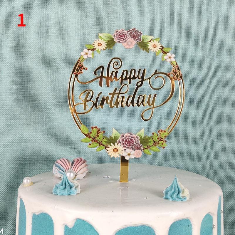 1pc Cake Decorations Happy Birthday Acrylic Cake Insert Toppers for Mitzvah Wedding Anniversary Cake Decor