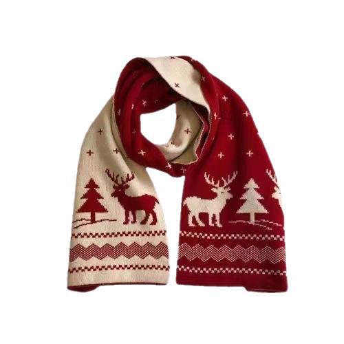 Autumn Lengthened Cute Deer Christmas Gift Skin-friendly Winter Red Warm Student Scarf Scarf Female