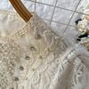 High Quality Runway Design Embroidered Beaded Round-Neck Wedding Dress for Women Summer Lace Crochet Slim Pleated Dress