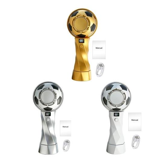 Portable Football Fan Small Handheld Fan 6-Speed Wind LED Display USB Charging Lightweight Travel Fan Quiet Personal Fan