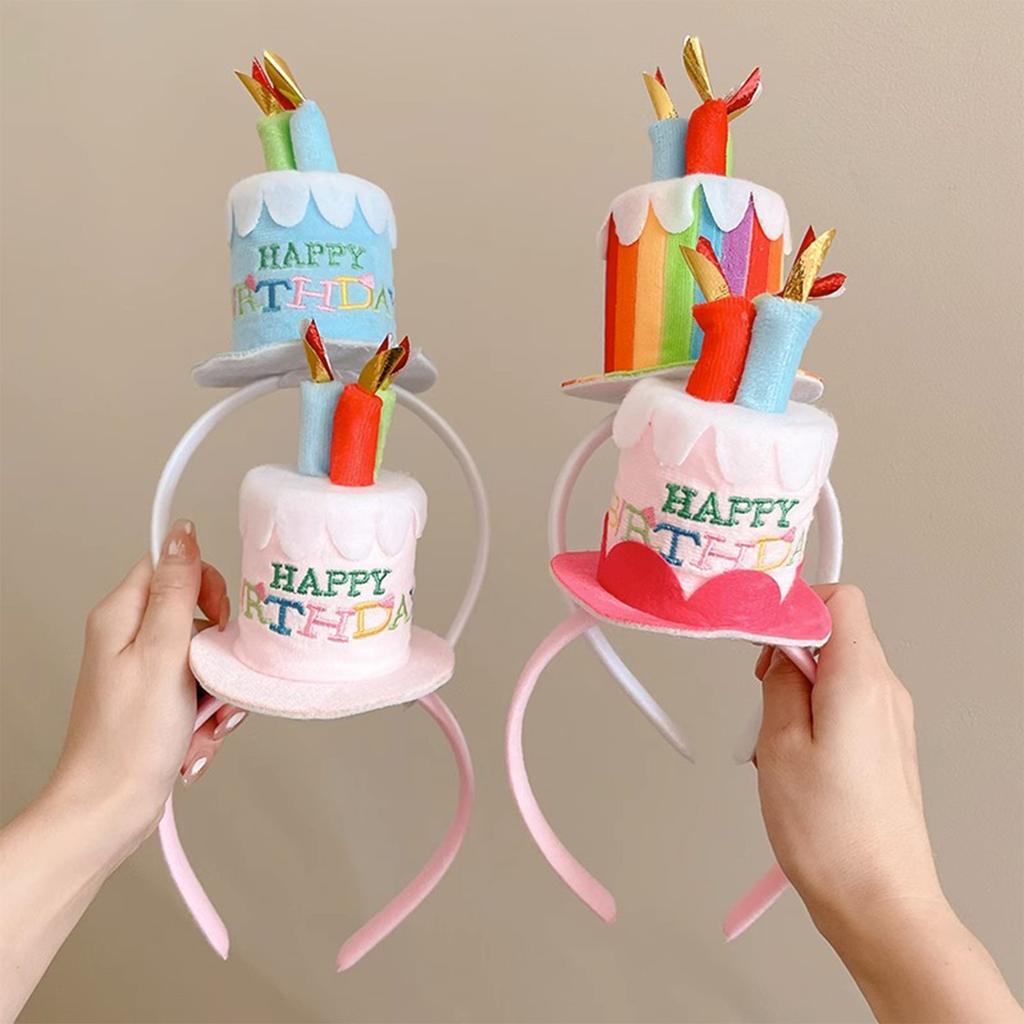 Colorful Cake Candle Headband For Women Girls Birthday Party Accessory