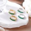 Geometric Square Green Zirconia Ear Cuff and Back Ear Stud Earrings for Women
