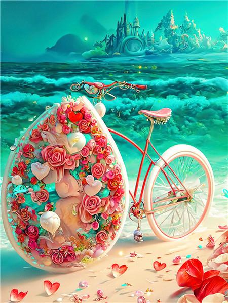 DIY Diamond Mosaic Bicycle Cross Stitch Diamond Painting Flower Love Embroidery Seaside Scenery New Arrival Handicraft