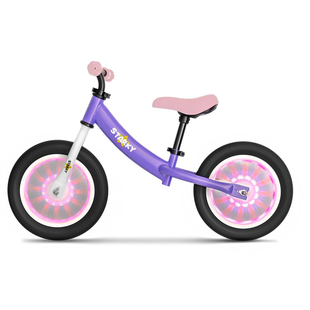 Lila Laufrad mit 12 Zoll Rädern und LED-Leuchten, Stahlrahmen für Mädchen