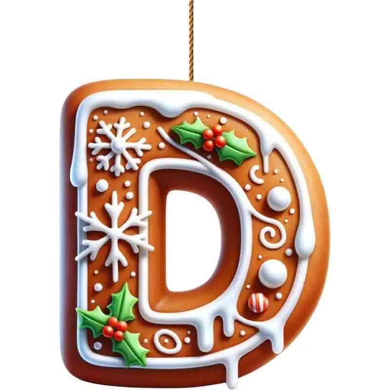 26 Letters Christmas Tree Decoration Gingerbread Alphabet Letters Ornament Flat To 2D Acrylic A Z Decoration Ornaments