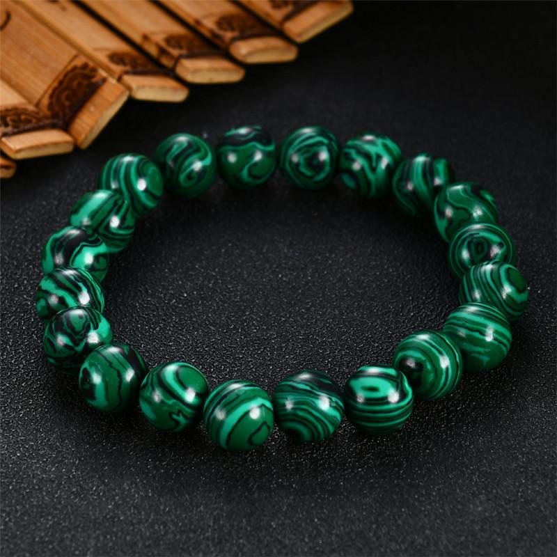 8mm Natural Stone Optimized Malachite Bracelet, Single-loop Bracelet, Couple's Bracelet Gift