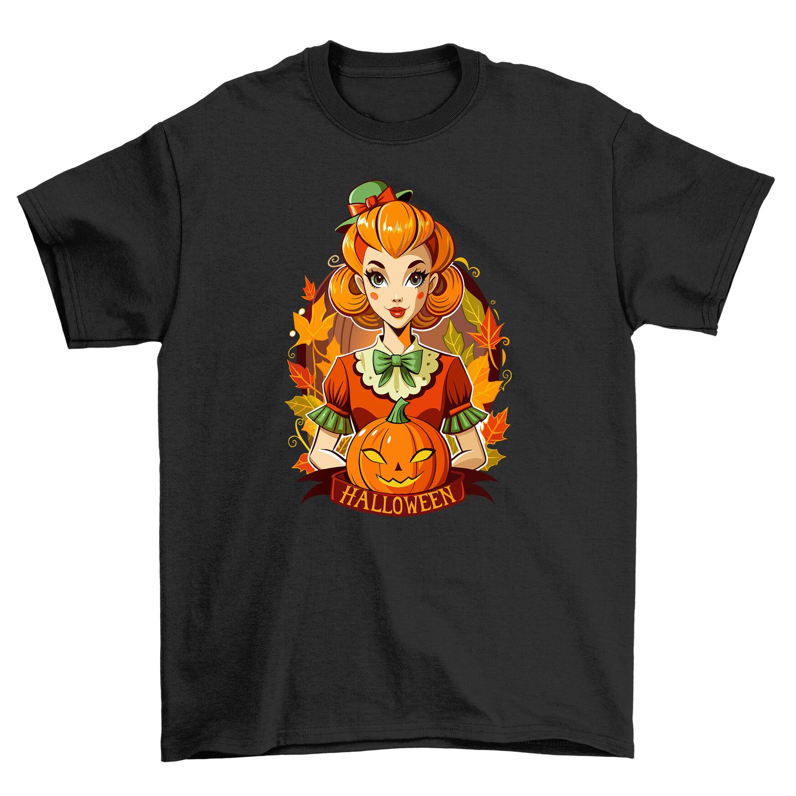 

Halloween_291 Pumpkin Girl - Funny Halloween T-Shirt Mens Womens Tees Top, 100% Cotton, Unisex. Spook M