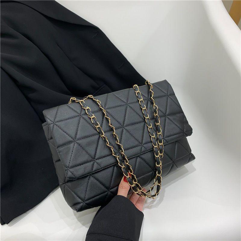 Checkered PU Shoulder Bag for Women Crossbody Bags Chain Strap Fashion Designer Bag Women's Messenger Bags New