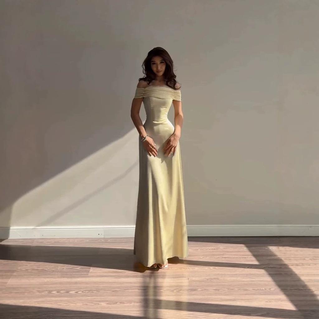 New Hot-selling Hip Skirt Long Dress Spice Girls One-word Shoulder Party Evening Dress Temperament Dress