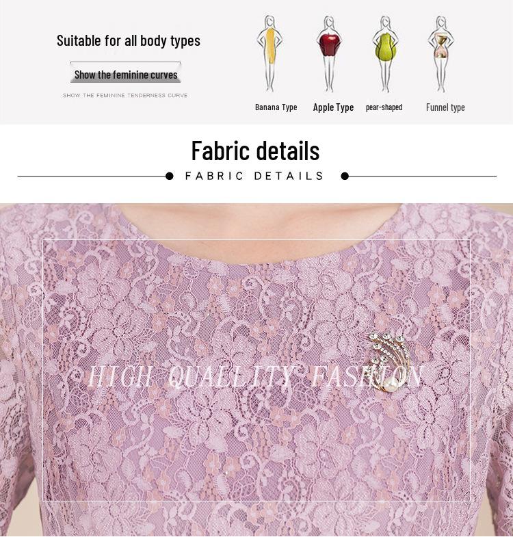 Spring 2025 Purple Mother-in-Law Formal Dress: Three-Quarter Sleeve, High-End, Plus-Size Skirt for Wedding Banquet.