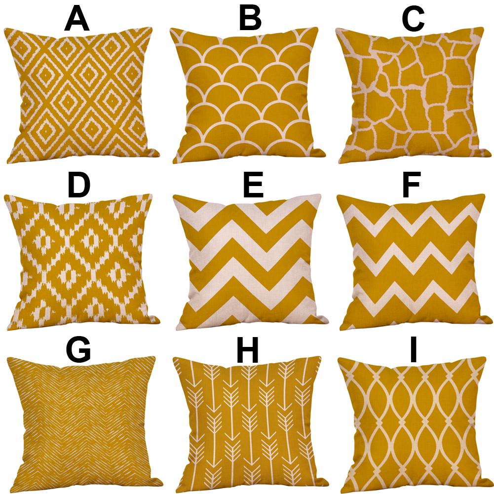 Mustard Pillow Case Yellow Geometric Fall  Cushion Cover  Decorative