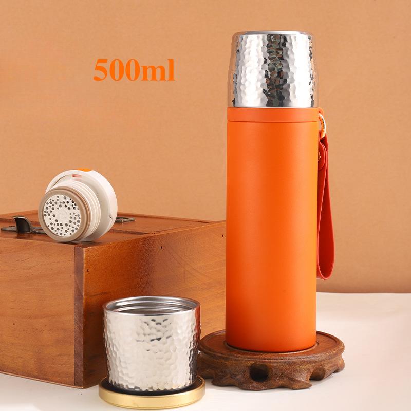 316 Stainless Steel Hammer Cover Thermos Cup Ceramic Liner Coating Braised Tea Cup Business Gifts Water Cup