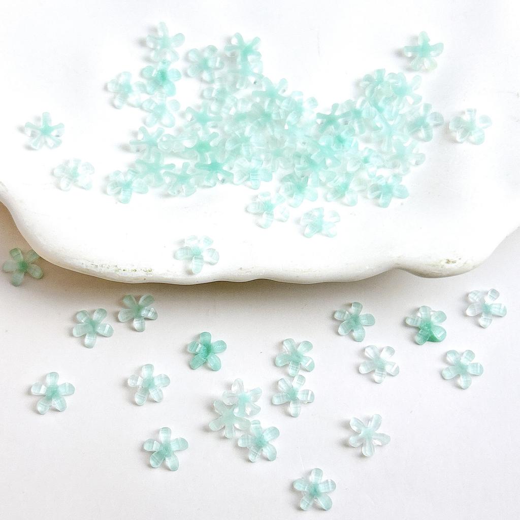 Summer New Flower Nail Art Rhinestones Ice Transparent Size 6mm 10mm Five-Petal Flower Resin Accessories Materials