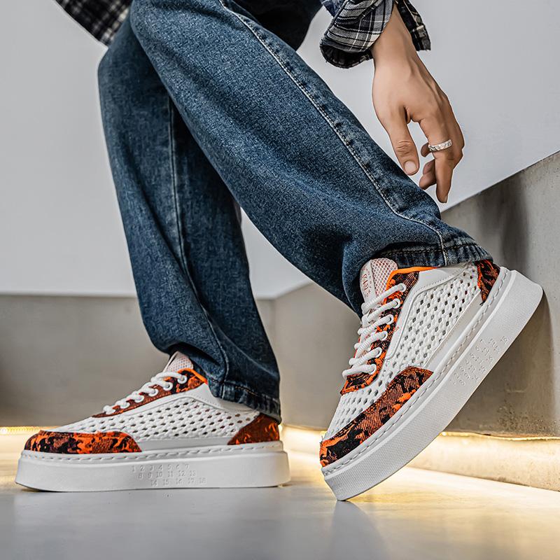 Men'S Spring New Style Thick Bottom Sneakers Breathable Mesh Sports Casual Shoes Fashionable All-Match Board Shoes Sneakers