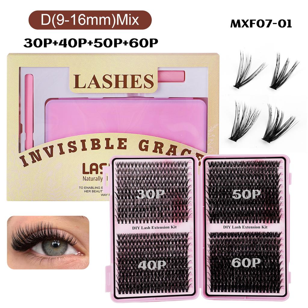 Segmented Eyelash Set, Thick False Eyelashes Three-Dimensional Diy Hot Melt Multi-Hair Grafted Eyelashes Fd Set
