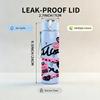 1PC Pink Heart Retro Letter Print 750ml Color Plastic Sports Water Bottle Leakproof Flip Straw Lid Suitable for Sports Office Home Use