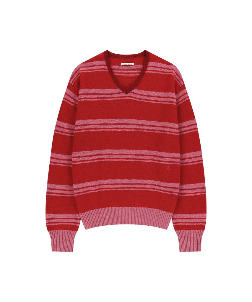 Banwonateullie Kn4253 Wool Stripe Knit_Red