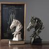 European Retro Horse Head Statue Success Symbol for Living Room Office TV Cabinet Home Decor Craft Artwork Gift for Business