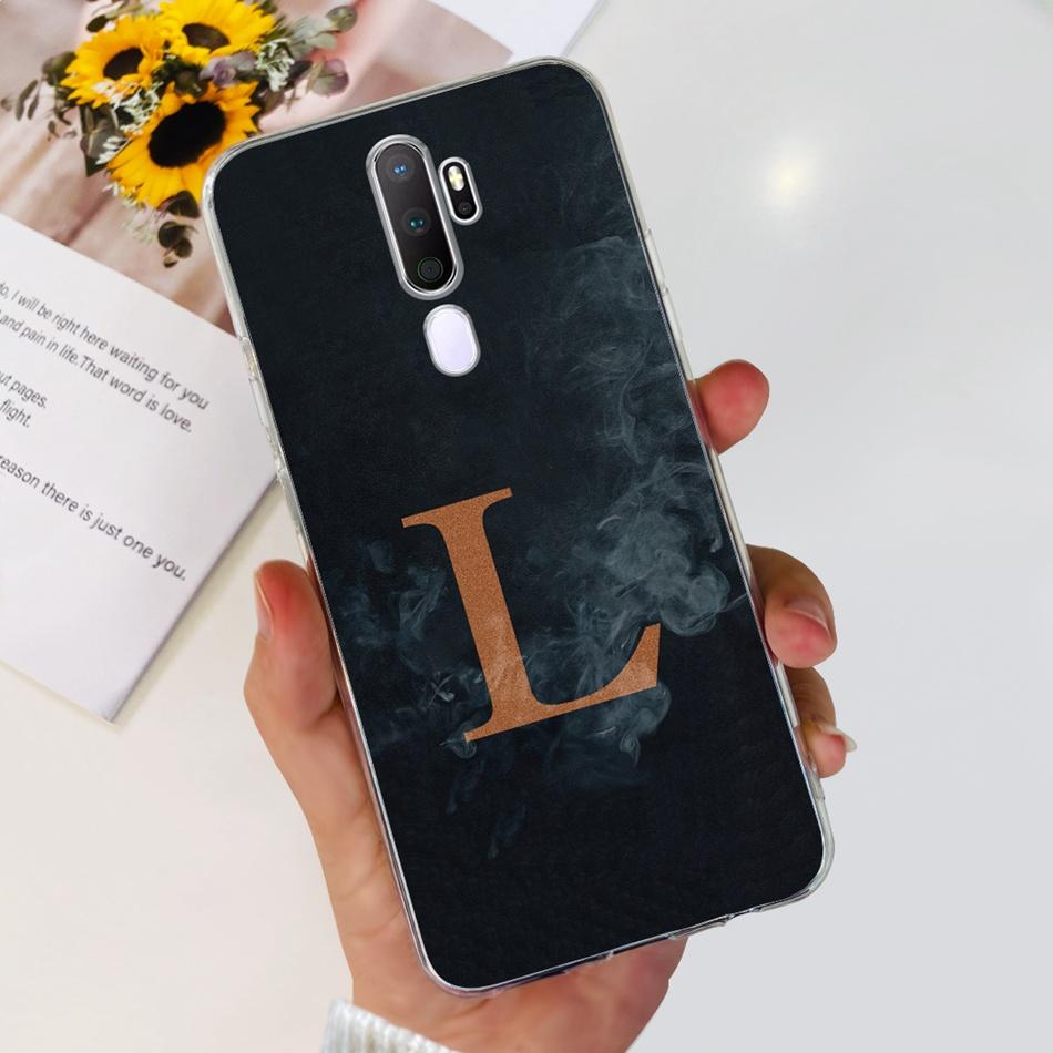 For Oppo A9 (2020) A5 (2020) Case Fashion Letter Soft Silicone TPU Cover For Oppo A9 A5 2020 Transparent Shockproof Phone Bumper