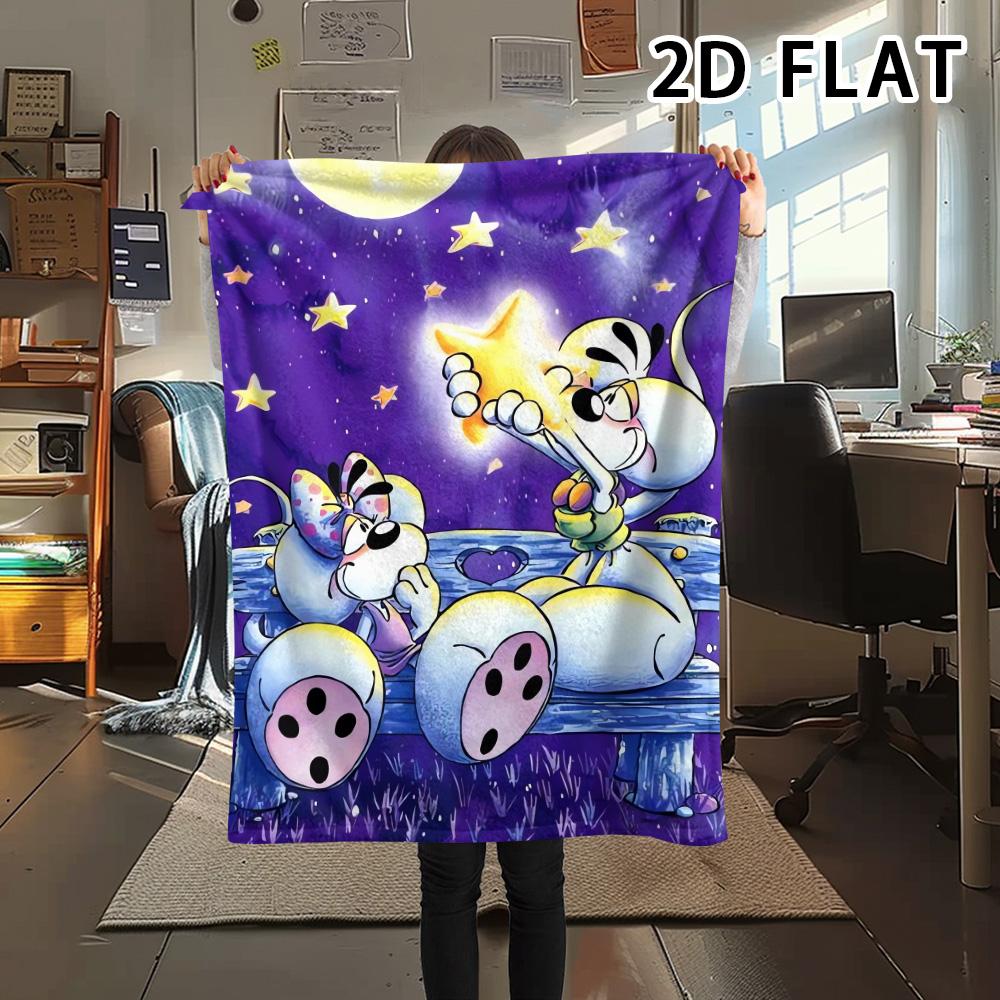 1Pc Diddl Print Flannel Blanket, High Quality Comfortable for All Seasons, Home Decor, Warmth and Comfort, Perfect for Christmas Gifts
