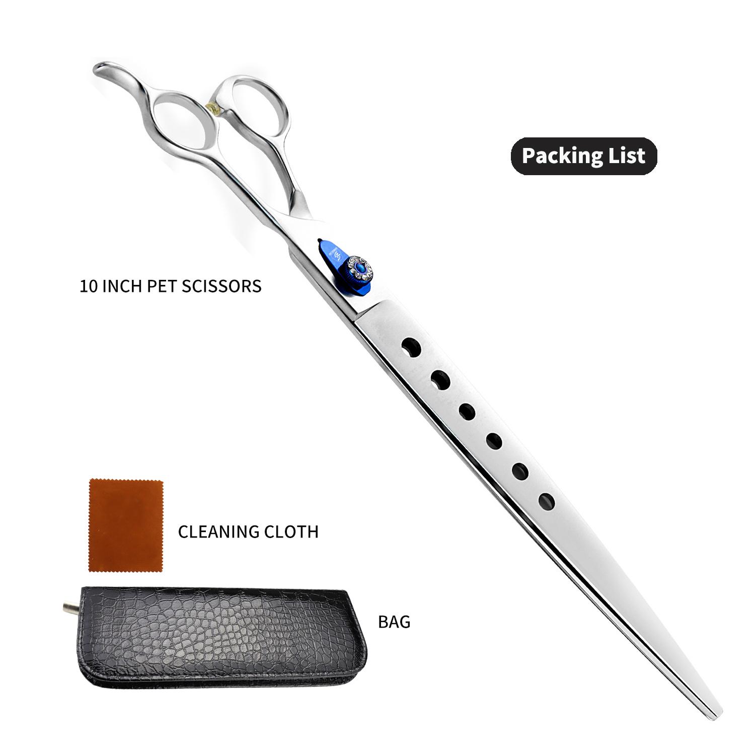 

Sangelar 10-дюймовые ножницы высшего качества для ухода за домашними животными, большие ножницы, уход за собаками, профессиональные инструменты для грумера, удаление волос на больших площадях, хороший дизайн 10 inch серебряный