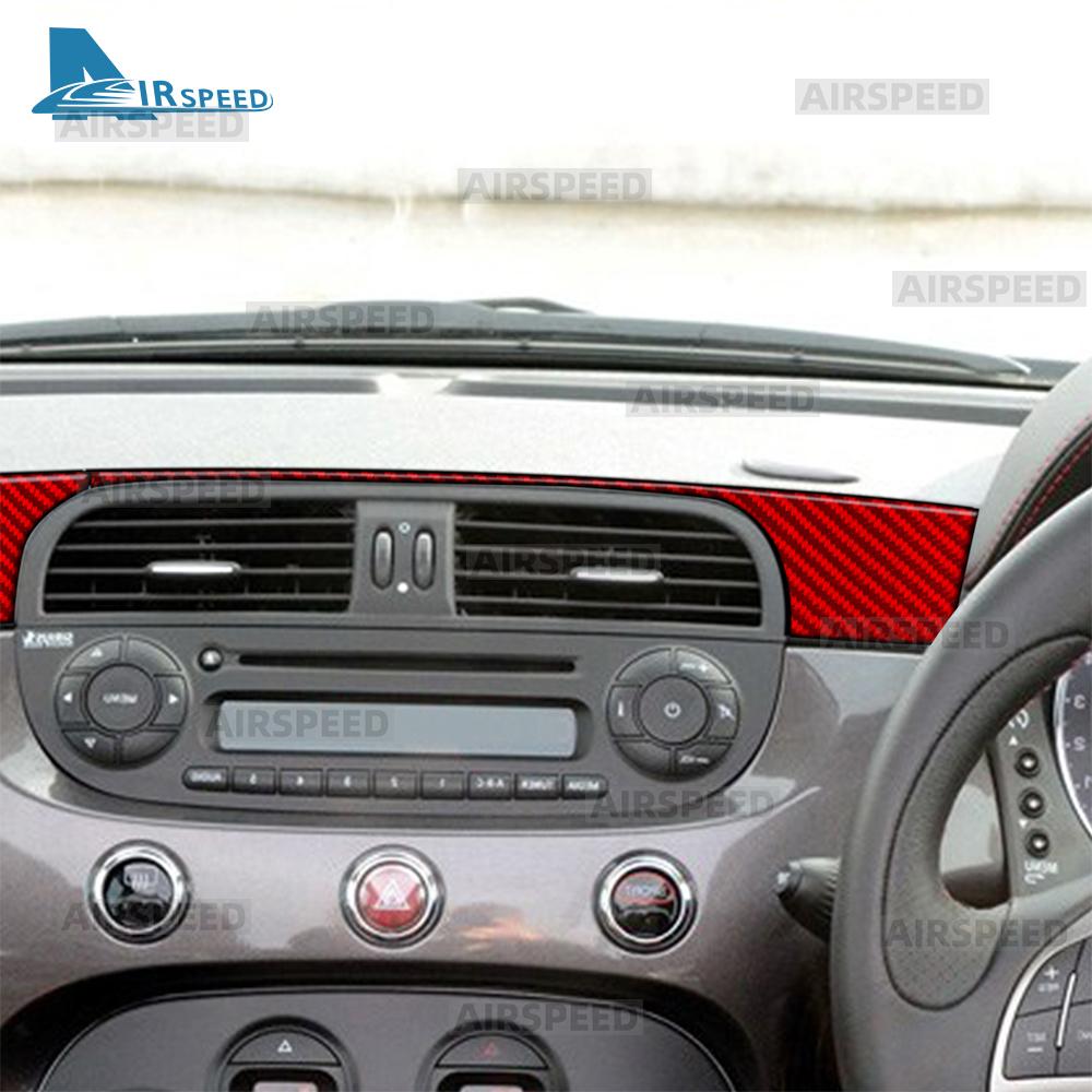 Real Soft Carbon Fiber Sticker For Abarth 595 695 595C 695C 2012 2013 2014 2015 For Fiat 500 500C 2008-2015 Car Instrument Strip