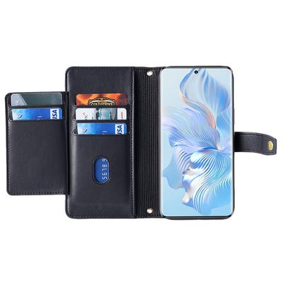 Etui na telefon komórkowy For Honor Play 50 Plus 5G/Play 8T 5G/X7b 4G/90 Smart z kieszonką na zamek błyskawiczny, pokrywa PU Leather Crossbody